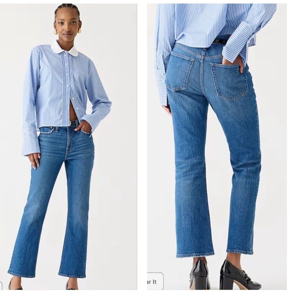 J. Crew 9" Demi Boot Crop Jeans Mid-Rise Medium Wash Stretch Denim Minimalist 27